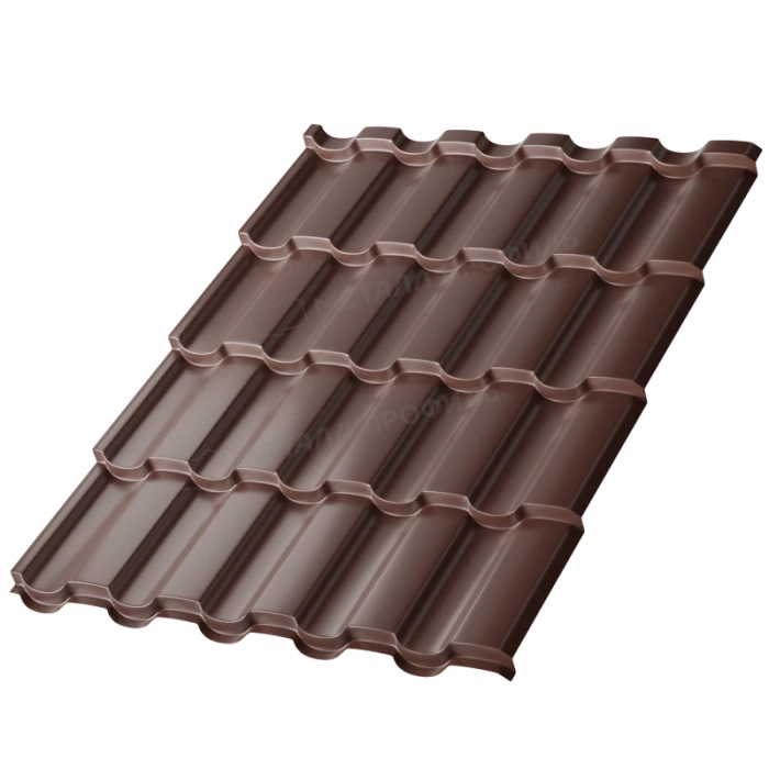 Металлочерепица Металл-Профиль Монтекристо-XL 0,45 VikingMP® RAL 8017 Коричневый шоколад