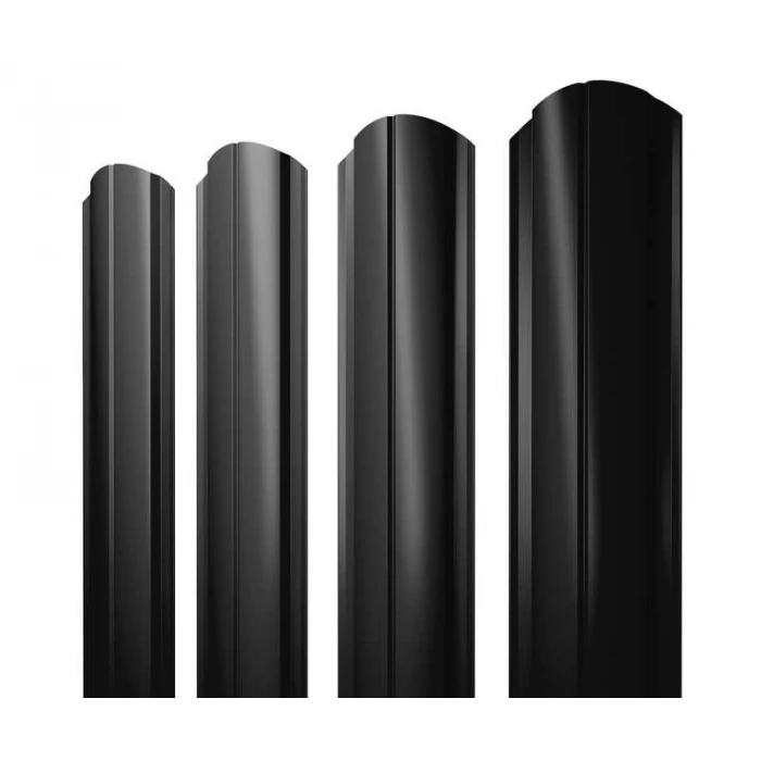 Штакетник Полукруглый Slim фигурный Grand Line 0,5 Velur RAL 9005 Черный