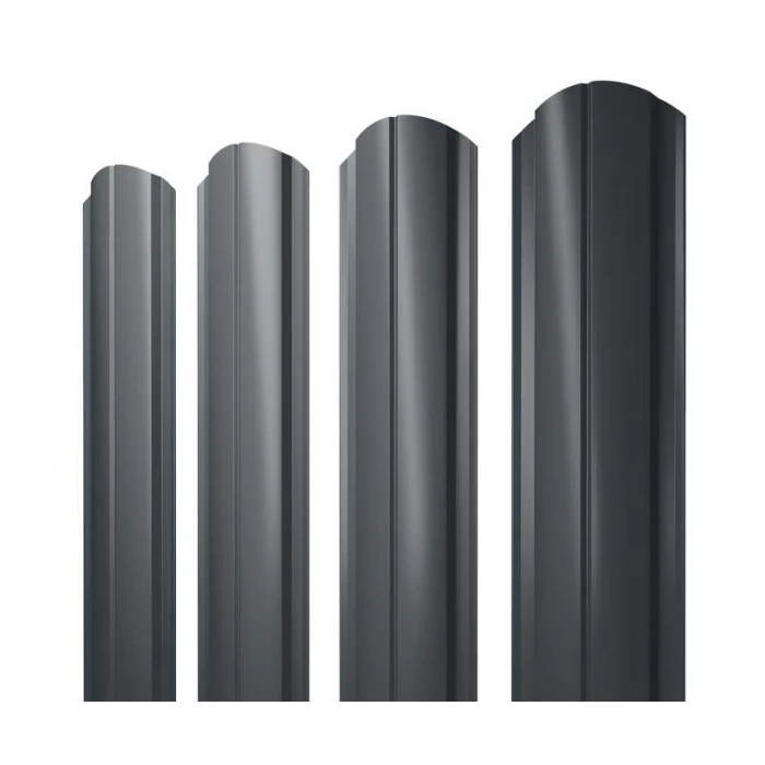 Штакетник Полукруглый Slim фигурный Grand Line 0,5 Rooftop Matte RAL 7016 Антрацитово-Серый