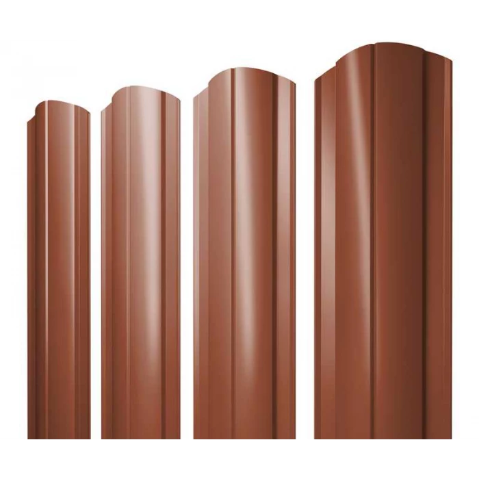 Штакетник Круглый фигурный Grand Line 0,5 Satin Matt RAL 8004 Терракота