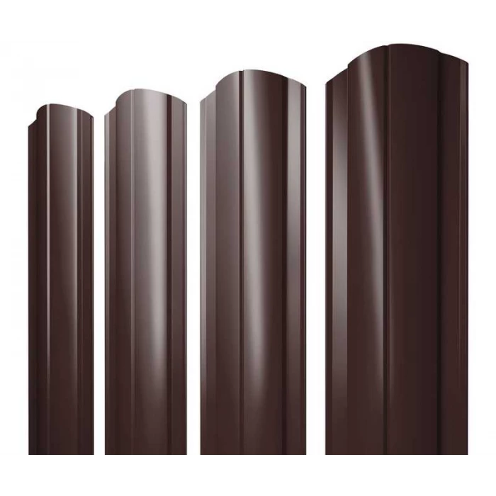 Штакетник Круглый фигурный Grand Line 0,5 GreenCoat Pural BT, matt RR 887 Шоколадно-Коричневый
