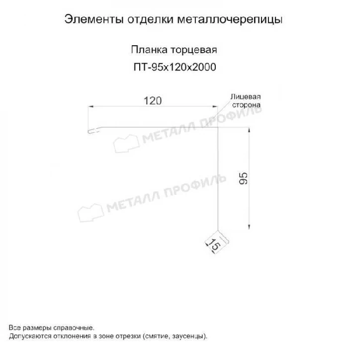 Планка торцевая 95х120х2000 (ПЭ-01-7005-0.45)
